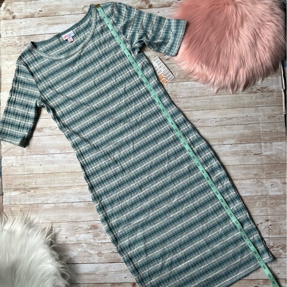 LuLaRoe Julia Dress | size XS (2-4) | Green Striped | NWT - Picture 6 of 6